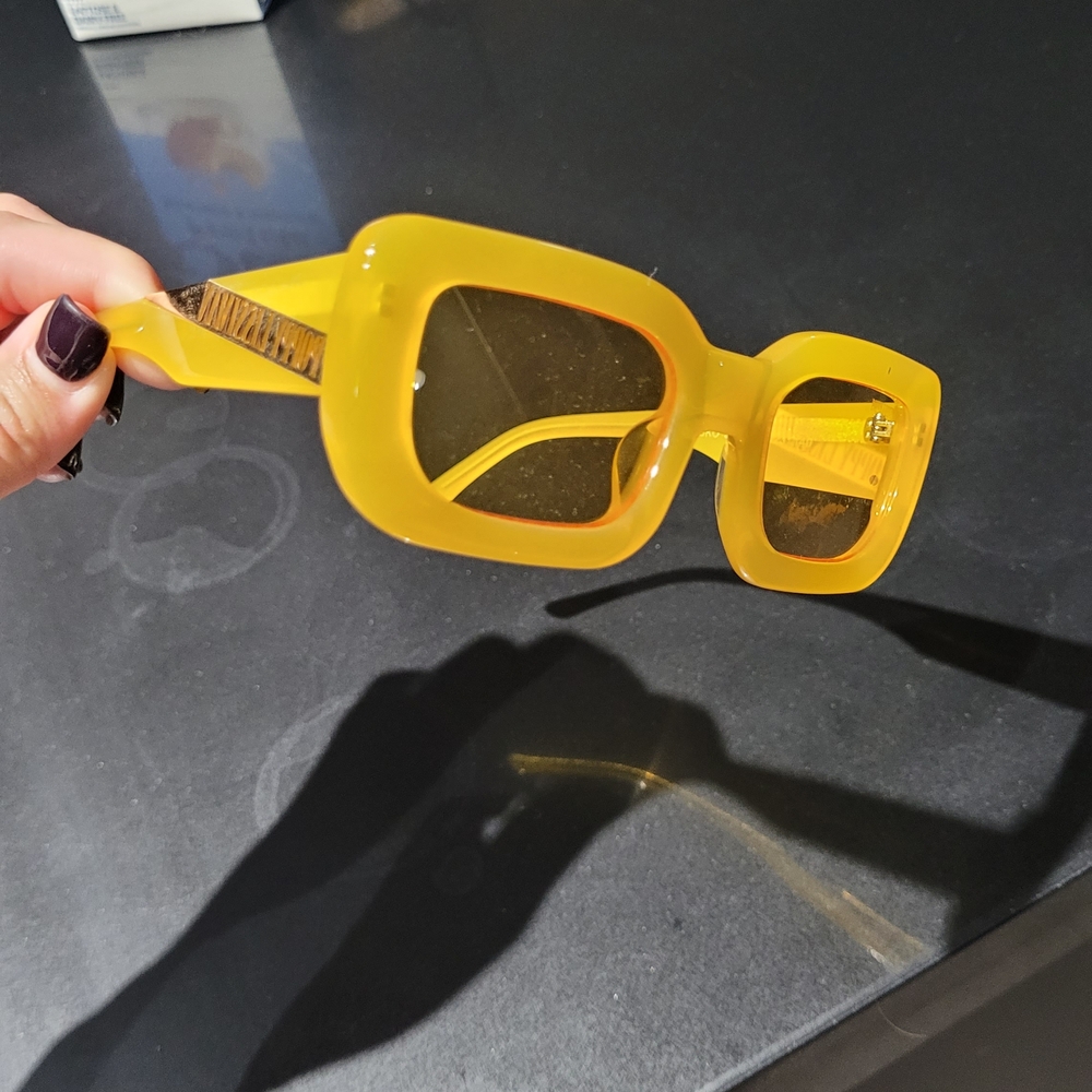 Vibrant Yellow Rectangular Sunglasses - Picture 4 of 8